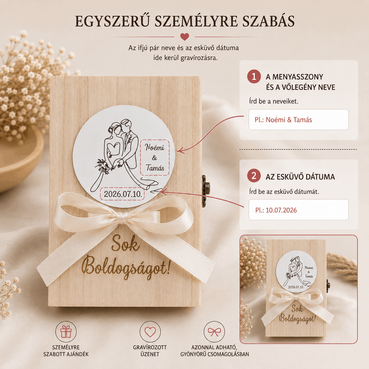 Személyre szabott ajándékdoboz ifjú párnak – Egy életre szóló emlék - imagine 4