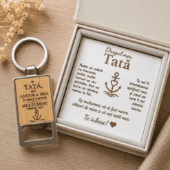 Cadou pentru Tată – Breloc gravat cu mesaj de suflet